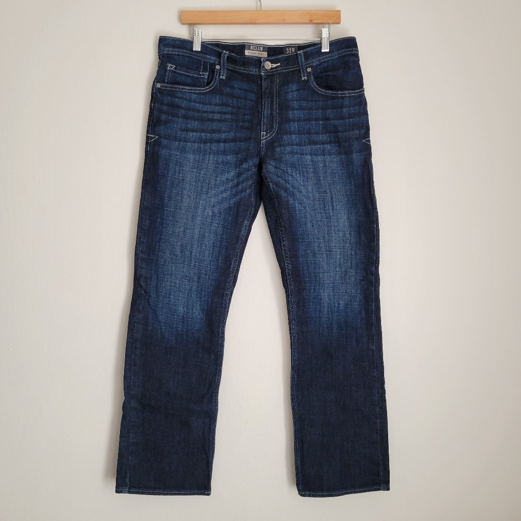 Reclaim Buckle Men's Jeans Size 32 Straight Regular Western Casual Blue Denim